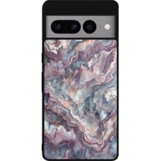 Google Pixel 7 Pro Case Hülle - Silikon schwarz Violetter silberner Marmor
