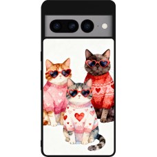 Coque Google Pixel 7 Pro - Silicone rigide noir Saint Valentines Day 26 Cat Love