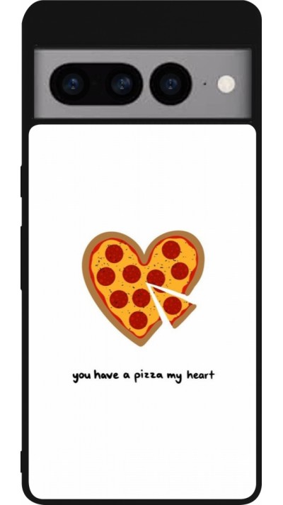 Coque Google Pixel 7 Pro - Silicone rigide noir Saint Valentines Day 26 You have my pizza heart