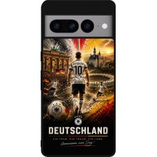 Coque Google Pixel 7 Pro - Silicone rigide noir Football Allemagne splash 2026
