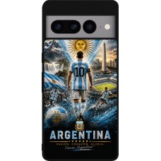 Coque Google Pixel 7 Pro - Silicone rigide noir Football Argentine splash 2026