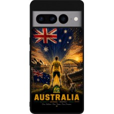 Coque Google Pixel 7 Pro - Silicone rigide noir Football Australie splash 2026