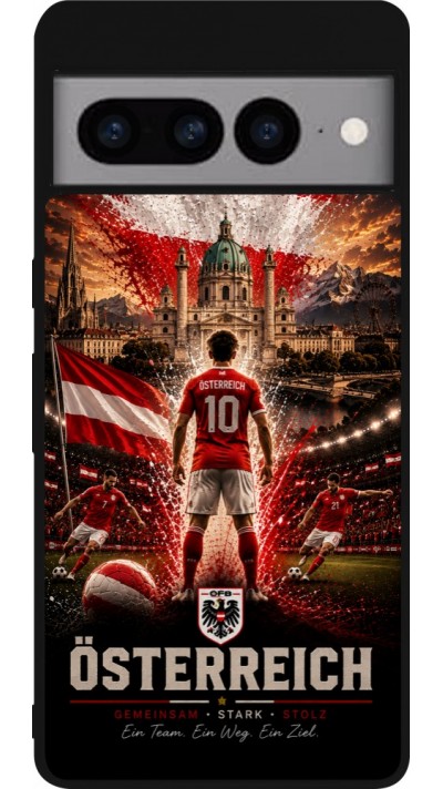 Coque Google Pixel 7 Pro - Silicone rigide noir Football Autriche splash 2026