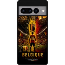 Coque Google Pixel 7 Pro - Silicone rigide noir Football Belgique splash 2026