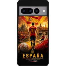Coque Google Pixel 7 Pro - Silicone rigide noir Football Espagne splash 2026