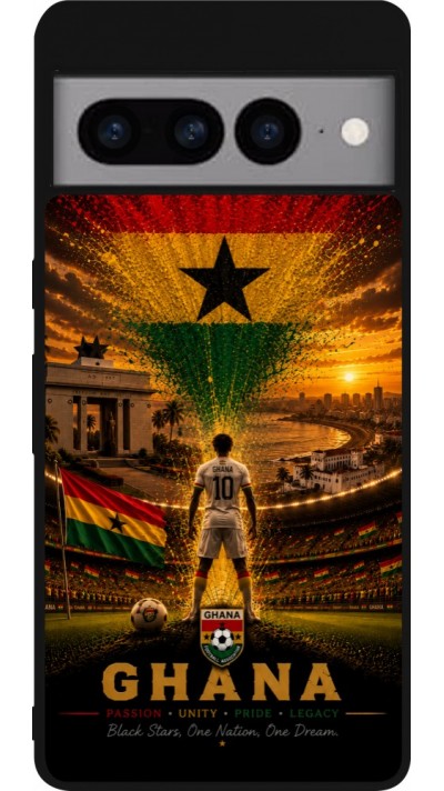 Coque Google Pixel 7 Pro - Silicone rigide noir Football Ghana splash 2026