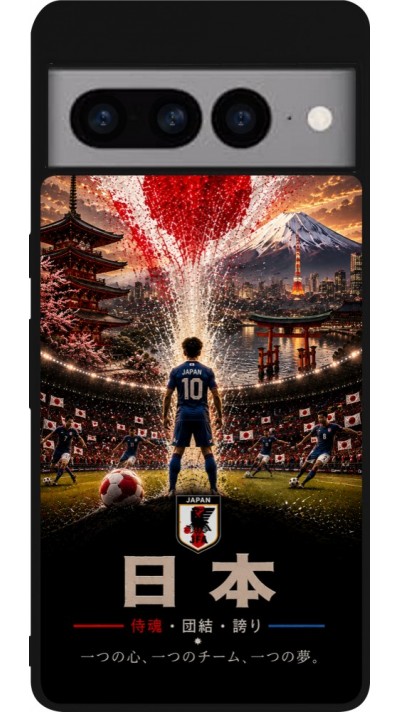 Coque Google Pixel 7 Pro - Silicone rigide noir Football Japon splash 2026