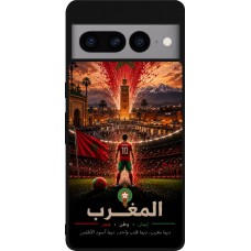 Coque Google Pixel 7 Pro - Silicone rigide noir Football Maroc splash 2026