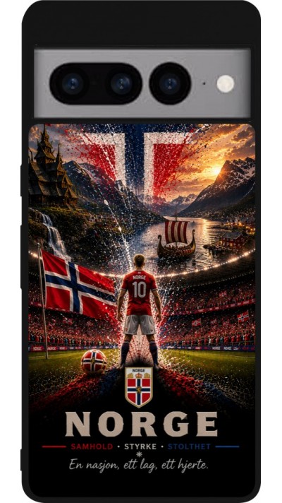 Coque Google Pixel 7 Pro - Silicone rigide noir Football Norvège splash 2026