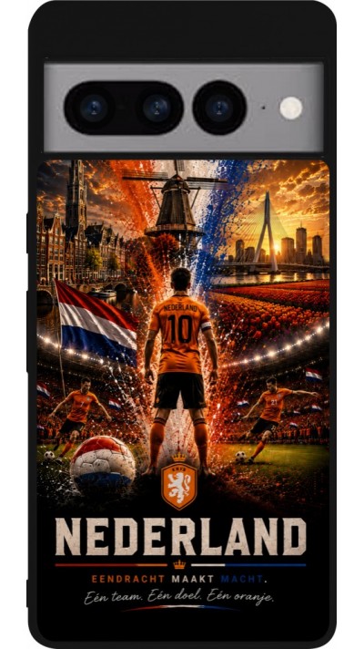 Coque Google Pixel 7 Pro - Silicone rigide noir Football Pays-Bas splash 2026