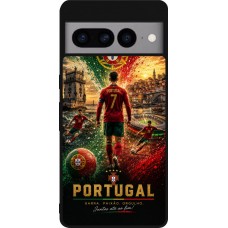 Coque Google Pixel 7 Pro - Silicone rigide noir Football Portugal splash 2026