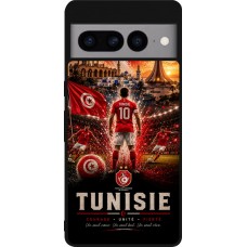 Coque Google Pixel 7 Pro - Silicone rigide noir Football Tunisie splash 2026