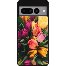 Coque Google Pixel 7 Pro - Silicone rigide noir Bouquet of tulips Spring 2026