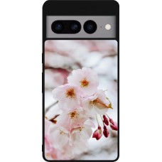 Coque Google Pixel 7 Pro - Silicone rigide noir Cherry tree Spring 2026