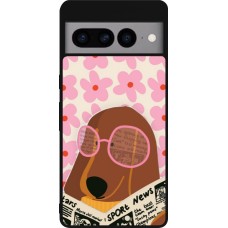 Coque Google Pixel 7 Pro - Silicone rigide noir Dog with newspaper Spring 2026
