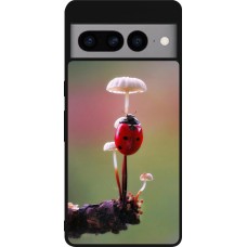 Coque Google Pixel 7 Pro - Silicone rigide noir Ladybird on a mushroom Spring 2026