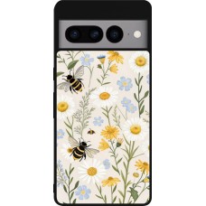 Coque Google Pixel 7 Pro - Silicone rigide noir Pattern bees Spring 2026