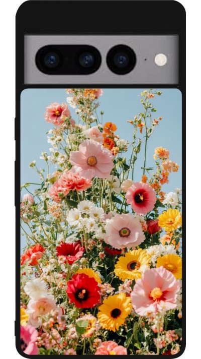 Coque Google Pixel 7 Pro - Silicone rigide noir Spring flowers Spring 2026