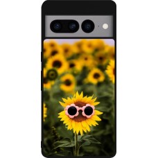 Coque Google Pixel 7 Pro - Silicone rigide noir Sunflower with glasses Spring 2026