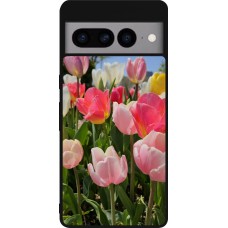 Coque Google Pixel 7 Pro - Silicone rigide noir Tulips Spring 2026