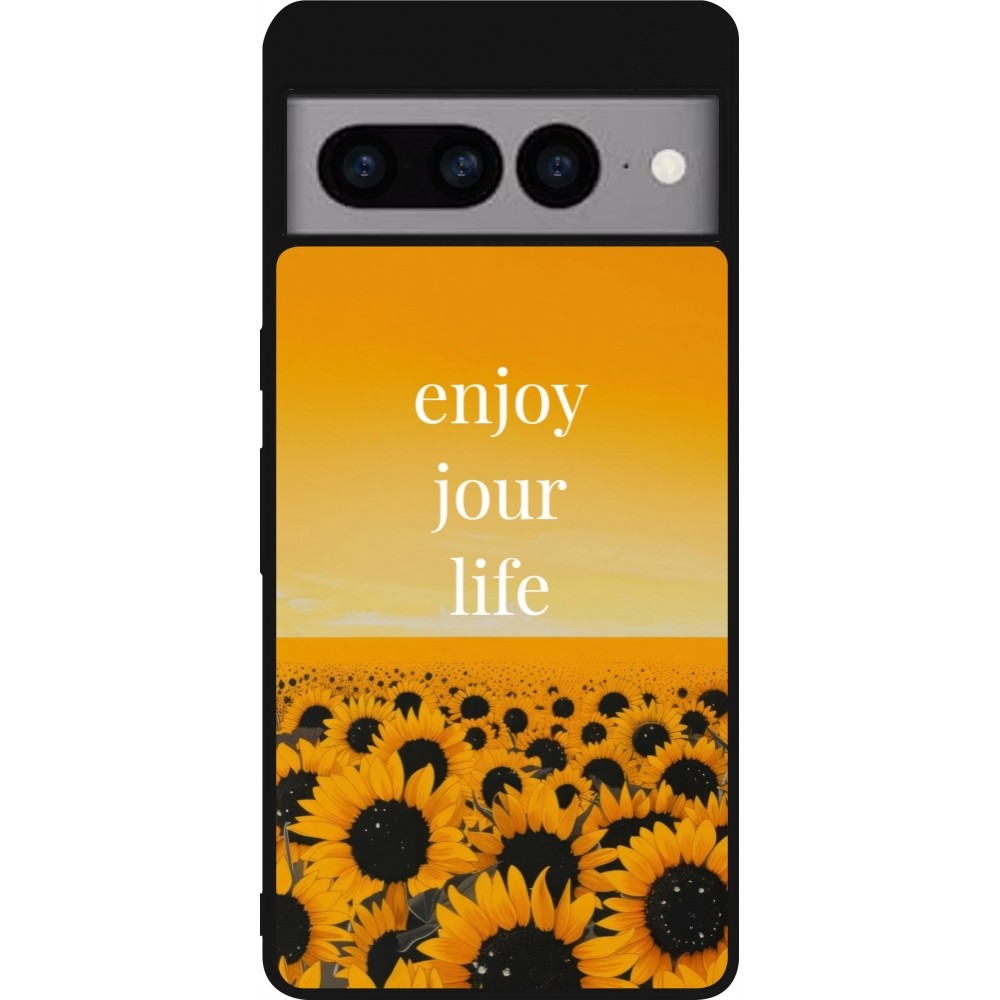 Coque Google Pixel 7 Pro - Silicone rigide noir Summer 2025 Enjoy your life