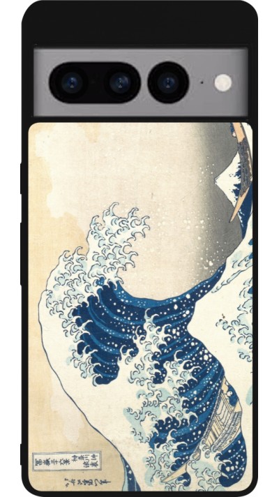 Coque Google Pixel 7 Pro - Silicone rigide noir Tableau art - La Grande Vague de Kanagawa - Hokusai