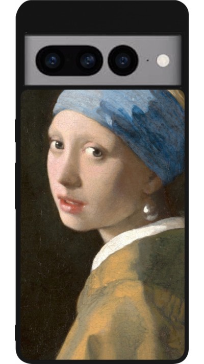 Coque Google Pixel 7 Pro - Silicone rigide noir Tableau art - La Jeune fille à la perle - Johannes Vermeer