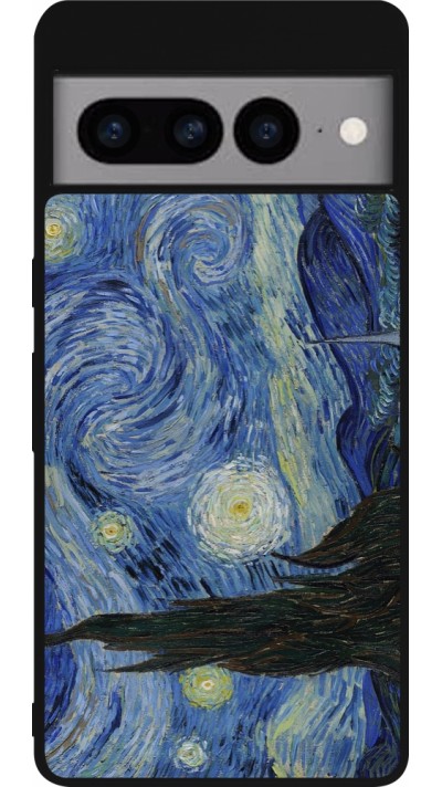 Coque Google Pixel 7 Pro - Silicone rigide noir Tableau art - La Nuit étoilée - Van Gogh