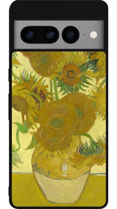 Coque Google Pixel 7 Pro - Silicone rigide noir Tableau art - Les Tournesols - Van Gogh
