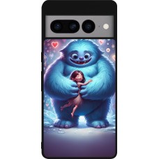 Coque Google Pixel 7 Pro - Silicone rigide noir Valentine 2024 Fluffy Love