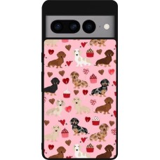 Coque Google Pixel 7 Pro - Silicone rigide noir Valentine 2024 puppy love