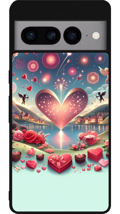 Google Pixel 7 Pro Case Hülle - Silikon schwarz Valentin 2025 Schick