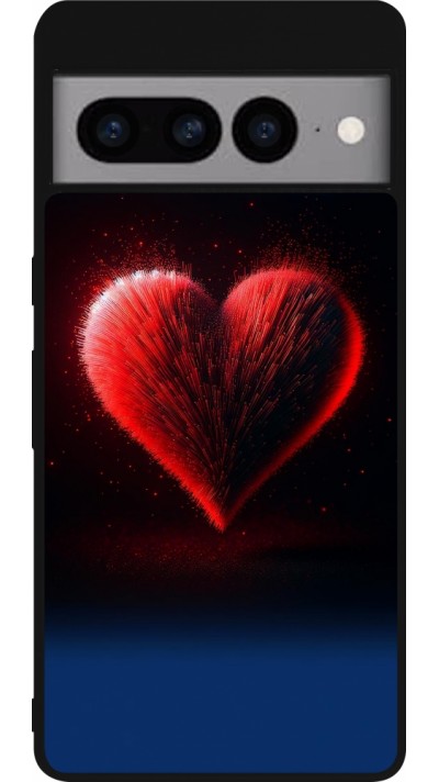 Google Pixel 7 Pro Case Hülle - Silikon schwarz Valentin 2025 rotes Herz