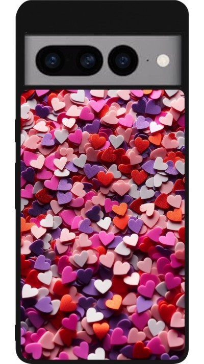 Coque Google Pixel 7 Pro - Silicone rigide noir Valentine 2025 Confetti