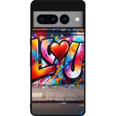 Coque Google Pixel 7 Pro - Silicone rigide noir Valentine 2025 Love U Tag
