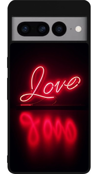 Google Pixel 7 Pro Case Hülle - Silikon schwarz Valentine 2025 Neon Liebe