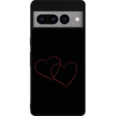 Coque Google Pixel 7 Pro - Silicone rigide noir Valentine 2023 attached heart