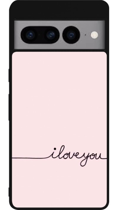 Coque Google Pixel 7 Pro - Silicone rigide noir Valentine 2023 i love you writing