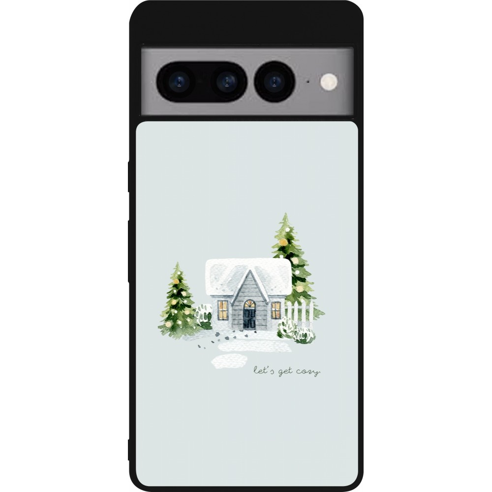 Coque Google Pixel 7 Pro - Silicone rigide noir Winter 25 Cosy House