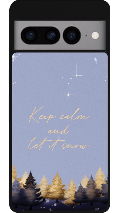 Coque Google Pixel 7 Pro - Silicone rigide noir Winter 25 Winter illustration of trees