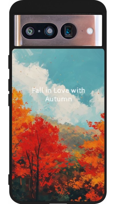 Coque Google Pixel 8 - Silicone rigide noir Autumn 25 Fall in love
