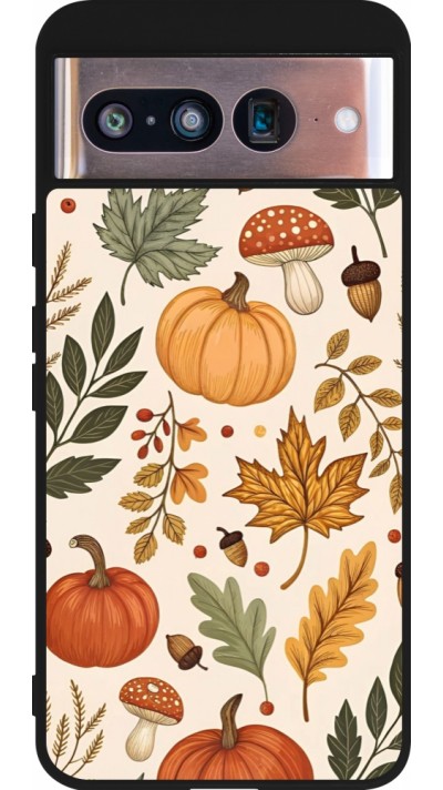 Coque Google Pixel 8 - Silicone rigide noir Autumn 25 Autumn pattern