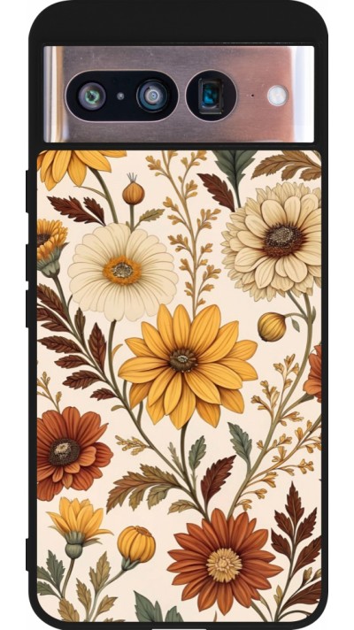 Coque Google Pixel 8 - Silicone rigide noir Autumn 25 Flower pattern