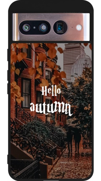 Coque Google Pixel 8 - Silicone rigide noir Autumn 25 Hello autumn