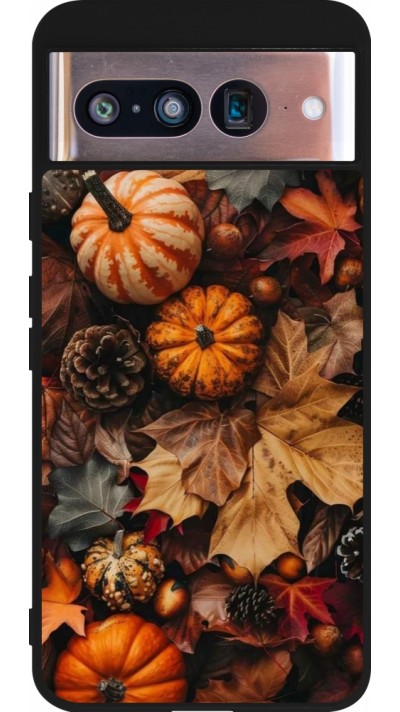 Coque Google Pixel 8 - Silicone rigide noir Autumn 25 Pumpkin