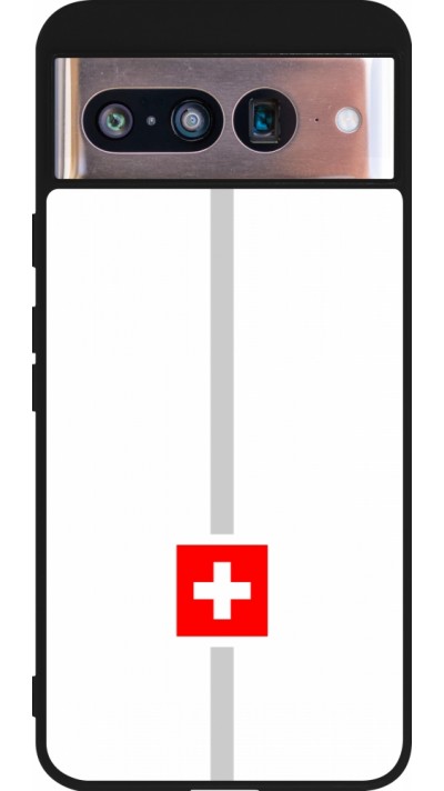 Coque Google Pixel 8 - Silicone rigide noir Canton CH blanc