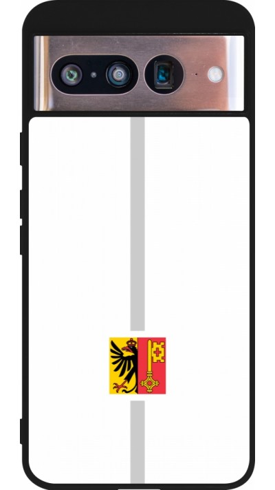 Coque Google Pixel 8 - Silicone rigide noir Canton GE blanc