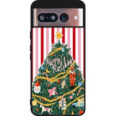 Coque Google Pixel 8 - Silicone rigide noir Christmas 25 Happy Holiday