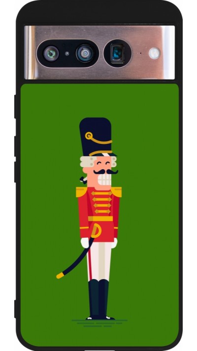 Coque Google Pixel 8 - Silicone rigide noir Christmas 25 Nutcracker Green