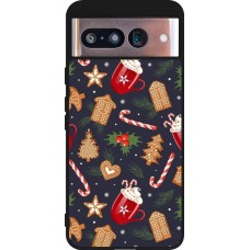 Coque Google Pixel 8 - Silicone rigide noir Christmas 25 Pattern Gingerbread House